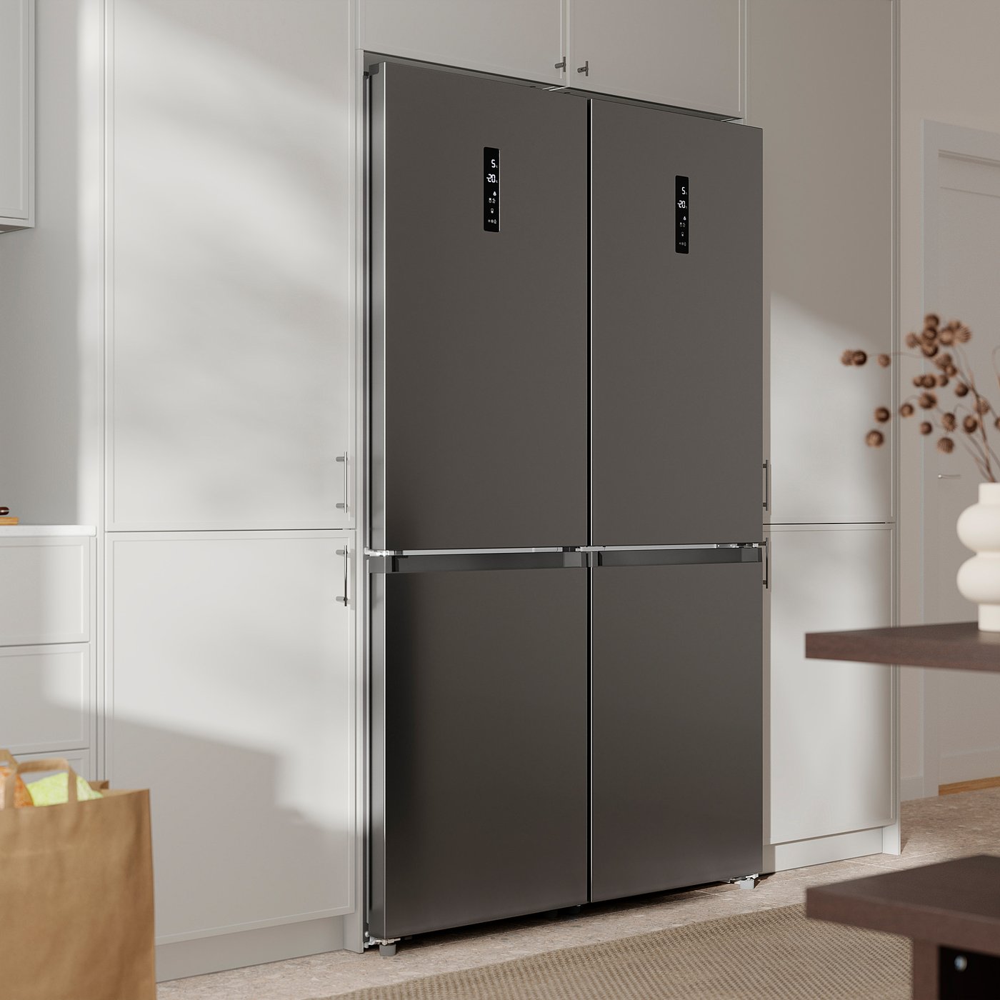FÖRTOFT fridge/freezer, IKEA 500 stainless steel colour, 216/118 l