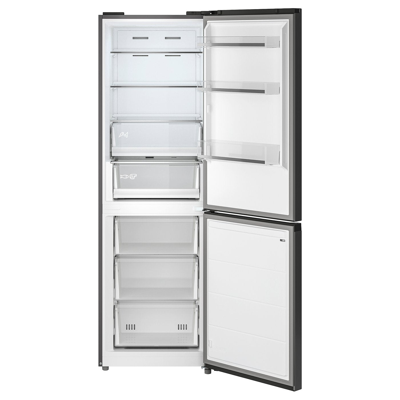 FÖRTOFT fridge/freezer, IKEA 500 stainless steel colour, 216/118 l