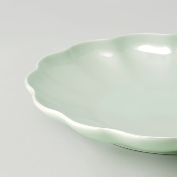 FÖSSTA - Plate, light green/petals,27 cm