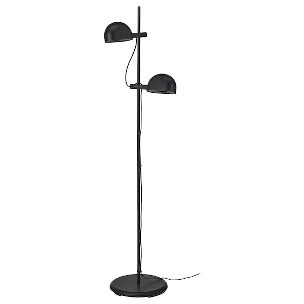 FOLKBÅT - Floor lamp with 2 spotlights, black