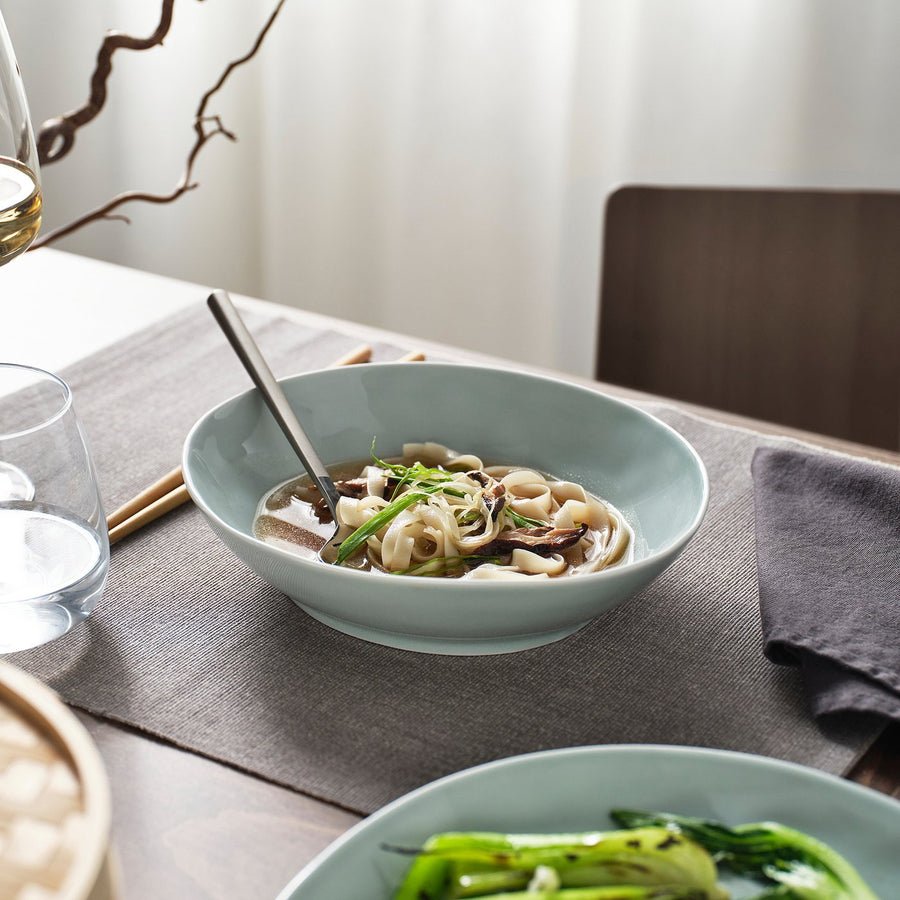 FORELLTETRA deep plate, turquoise/grey, 21x19 cm