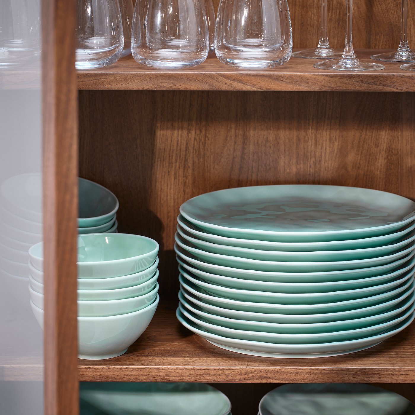 FORELLTETRA plate, turquoise/grey, 29x25 cm