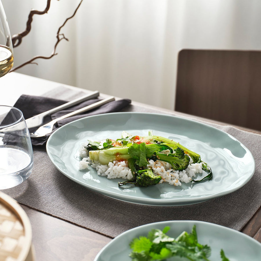 FORELLTETRA plate, turquoise/grey, 29x25 cm