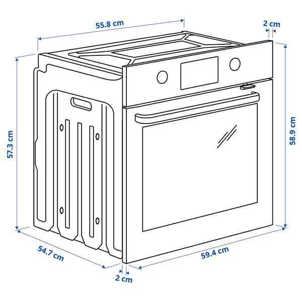 FORNEBY forced air oven with direct steam, IKEA 500 black, 150.0x59.4 cm