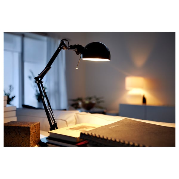 FORSÅ work lamp, black, 12 cm