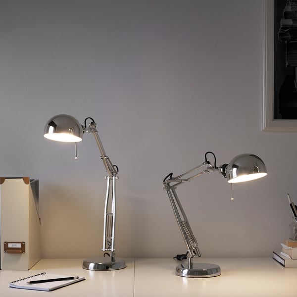 FORSÅ work lamp, nickel-plated, 12 cm