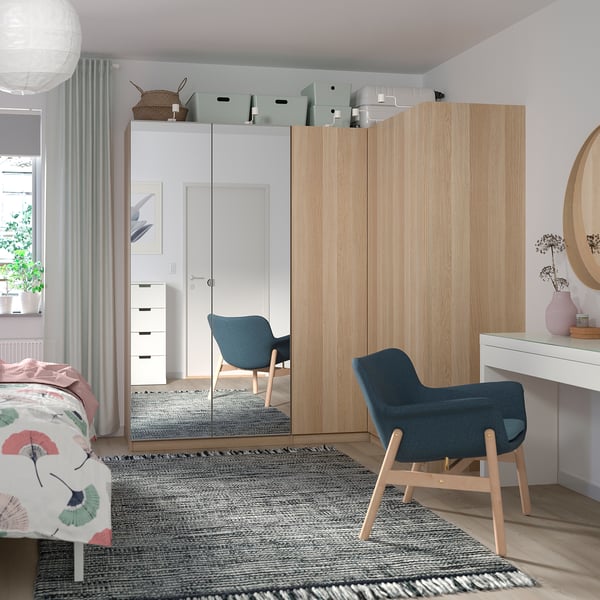 FORSAND door with hinges, white stained oak effect, 50x195 cm