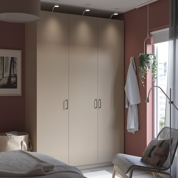 FORSAND - Door with hinges, grey-beige, 50x229 cm