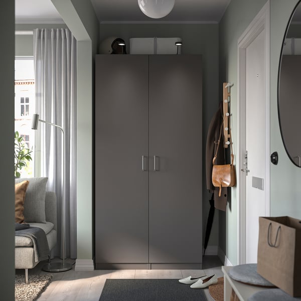 FORSAND door with hinges, dark grey, 50x195 cm