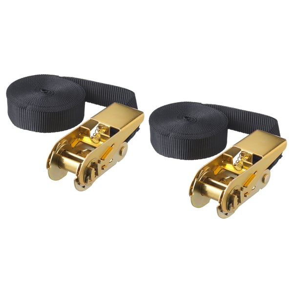 FRAKTA loading strap with buckle, black, 5 m, 2 pack