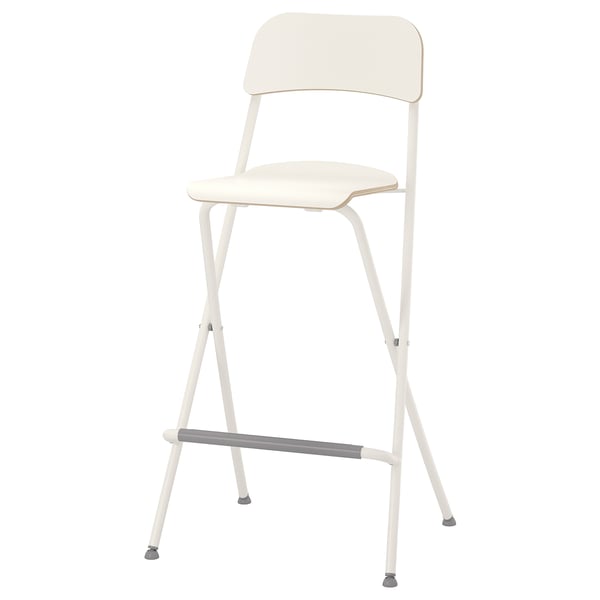 FRANKLIN - FRANKLIN Bar stool with backrest, foldable, white/white, 74 cm