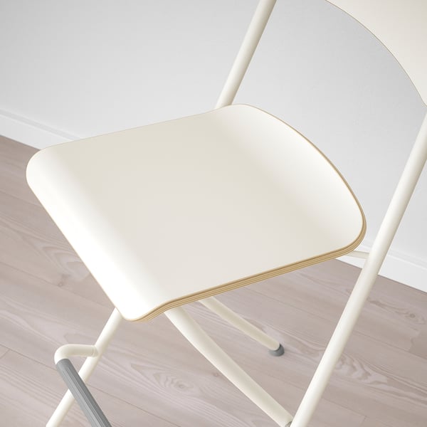 FRANKLIN bar stool with backrest, foldable, counter height white/white, 63 cm