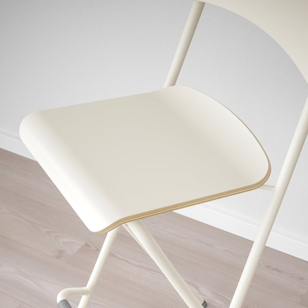 FRANKLIN - FRANKLIN Bar stool with backrest, foldable, white/white, 74 cm