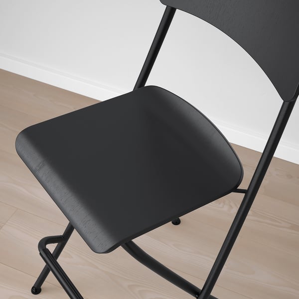 FRANKLIN bar stool with backrest, foldable, counter height black/black, 63 cm