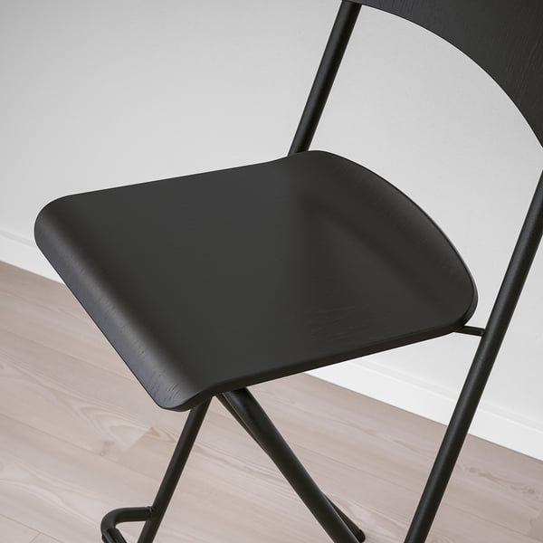 FRANKLIN - FRANKLIN Bar stool with backrest, foldable, black/black, 74 cm