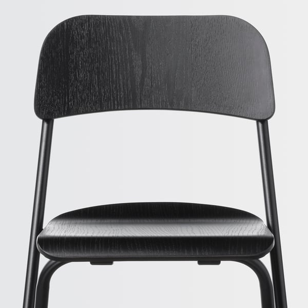 FRANKLIN - FRANKLIN Bar stool with backrest, foldable, black/black, 74 cm