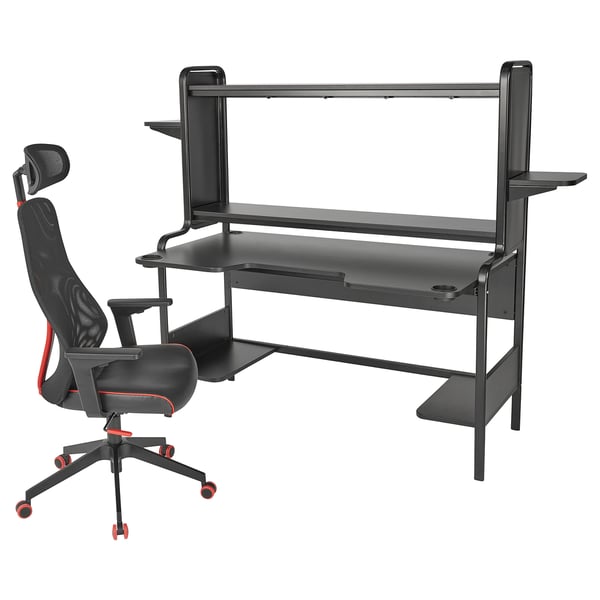 FREDDE / MATCHSPEL gaming desk and chair, black, 54x132x74 cm