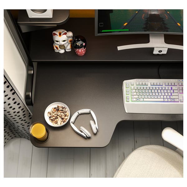 FREDDE gaming desk, black, 140/185x74x146 cm