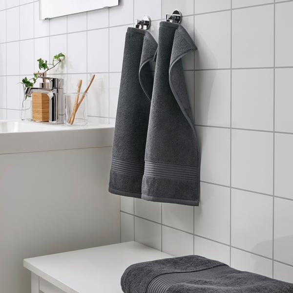 FREDRIKSJÖN Guest towel - dark grey 30x50 cm ,