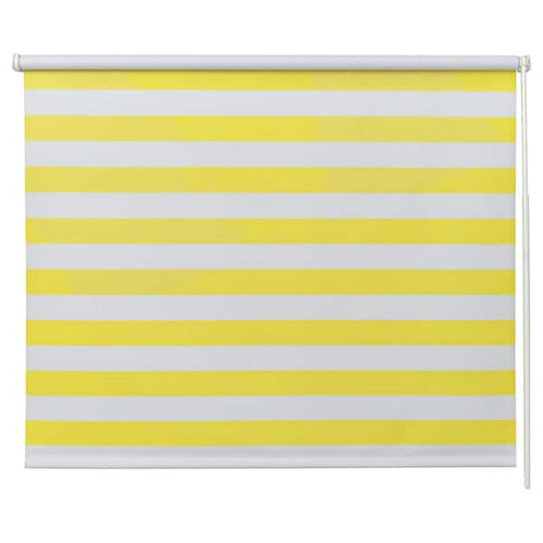 FRIDANS - Block-out roller blind, white yellow/striped, 120x195 cm