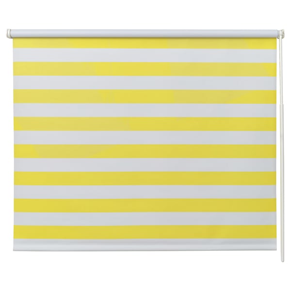 FRIDANS block-out roller blind, white yellow/striped, 120x195 cm