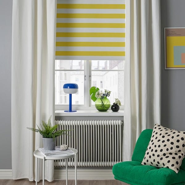 Ikea FRIDANS - Blackout roller blind, white yellow/striped,100x195 cm