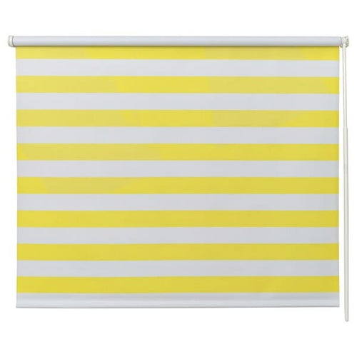 FRIDANS - Blackout roller blind, white yellow/striped,100x195 cm