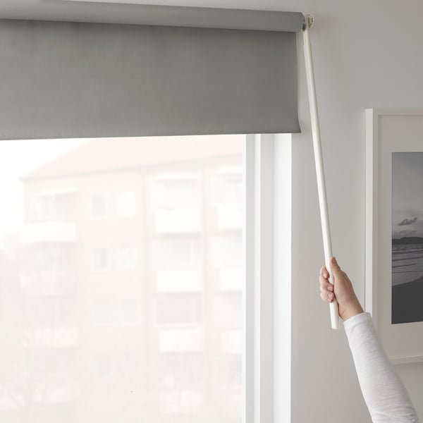FRIDANS block-out roller blind, grey, 60x195 cm