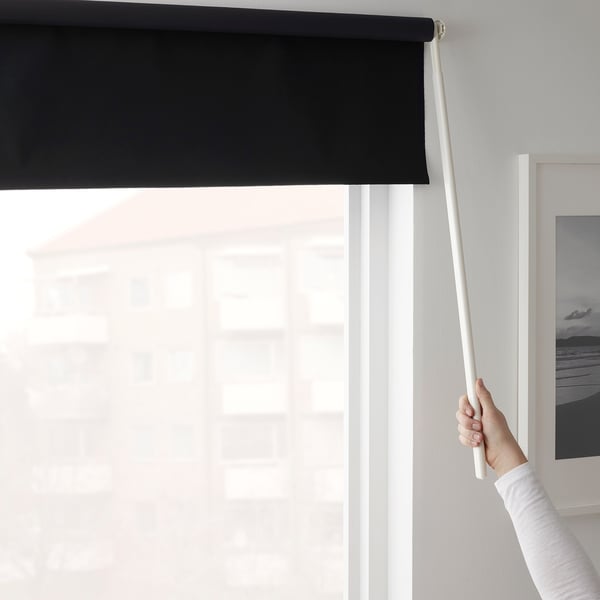 FRIDANS block-out roller blind, black, 140x195 cm