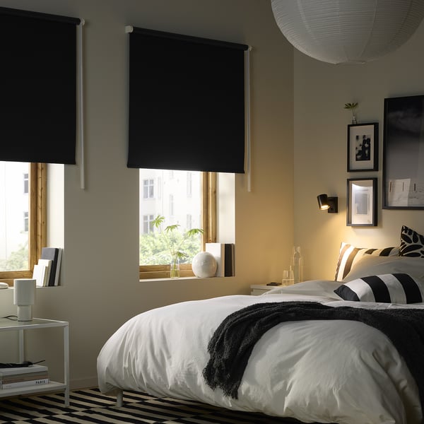 FRIDANS block-out roller blind, black, 120x195 cm