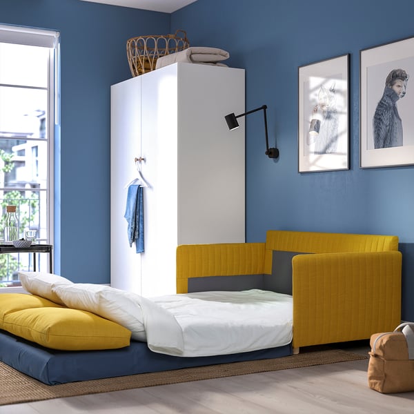 FRIDHULT sofa-bed, Skiftebo yellow, 126x61x76 cm