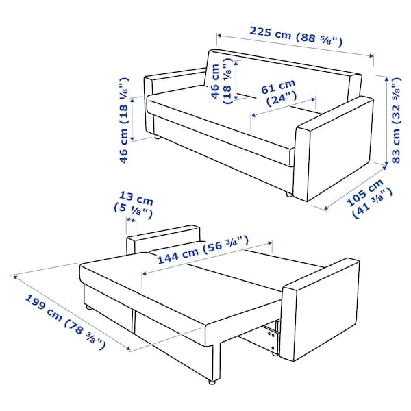 Ikea FRIHETEN - 3-seater sofa bed, Faringe light gray