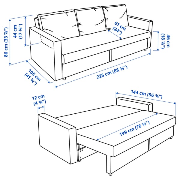 FRIHETEN 3-seat sofa-bed, Faringe light grey, 225x83x105 cm