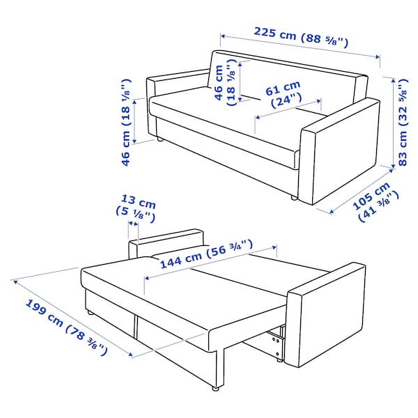 FRIHETEN 3-seater sofa bed - Blue Skiftebo ,