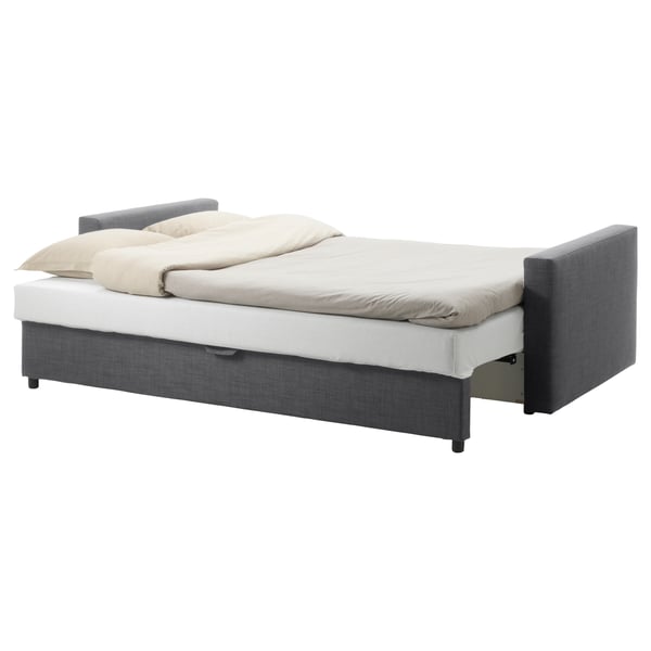 FRIHETEN three-seat sofa-bed, Skiftebo dark grey, 225x83x105 cm