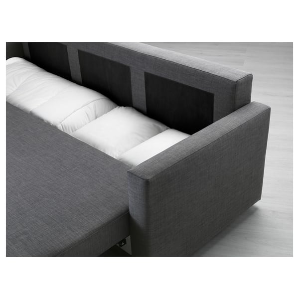 FRIHETEN three-seat sofa-bed, Skiftebo dark grey, 199x144 cm