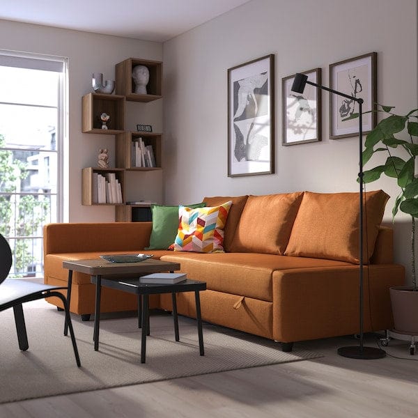 Ikea FRIHETEN - Corner sofa bed/container, Faringe coral