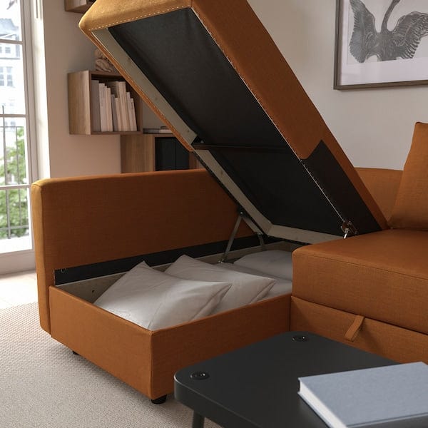 Ikea FRIHETEN - Corner sofa bed/container, Faringe coral