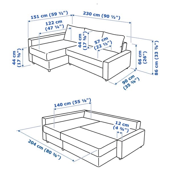 Ikea FRIHETEN - Corner sofa bed/container, Faringe light gray