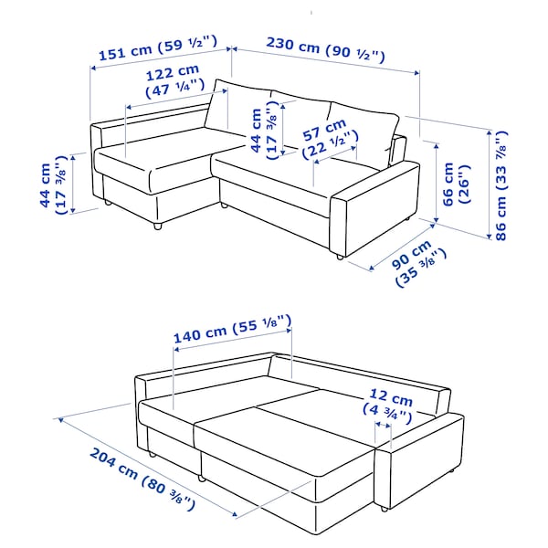 FRIHETEN Angular bed/container sofa - Blue Skiftebo ,