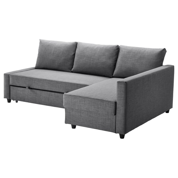 FRIHETEN corner sofa-bed with storage, Skiftebo dark grey, 204x230 cm