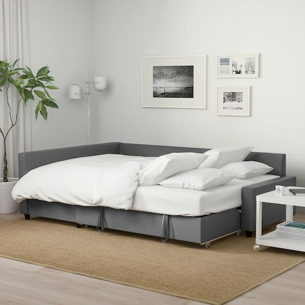 FRIHETEN Angular bed/container sofa - Dark grey Skiftebo ,