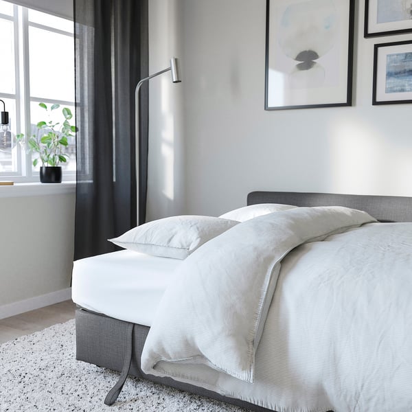 FRIHETEN corner sofa-bed with storage, Skiftebo dark grey, 230 cm