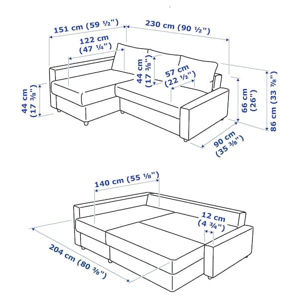 Ikea FRIHETEN / KLAGSHAMN - Corner sofa bed/container, Faringe light gray