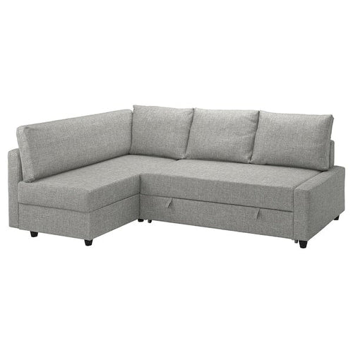 FRIHETEN / KLAGSHAMN corner sofa-bed with storage, Faringe light grey, 230 cm