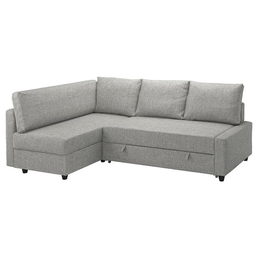 Ikea FRIHETEN / KLAGSHAMN - Corner sofa bed/container, Faringe light gray