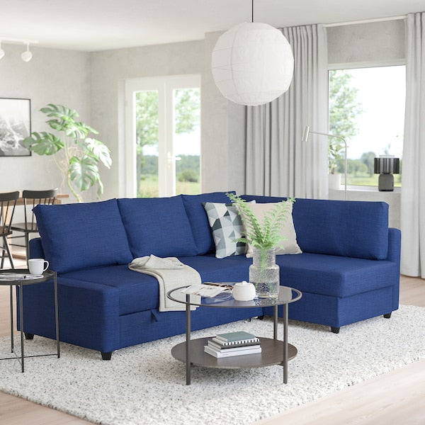 FRIHETEN / KLAGSHAMN Corner sofa bed / container, Skiftebo blue ,