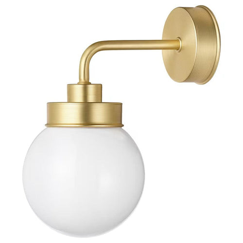 FRIHULT wall lamp, brass-colour, 14 cm