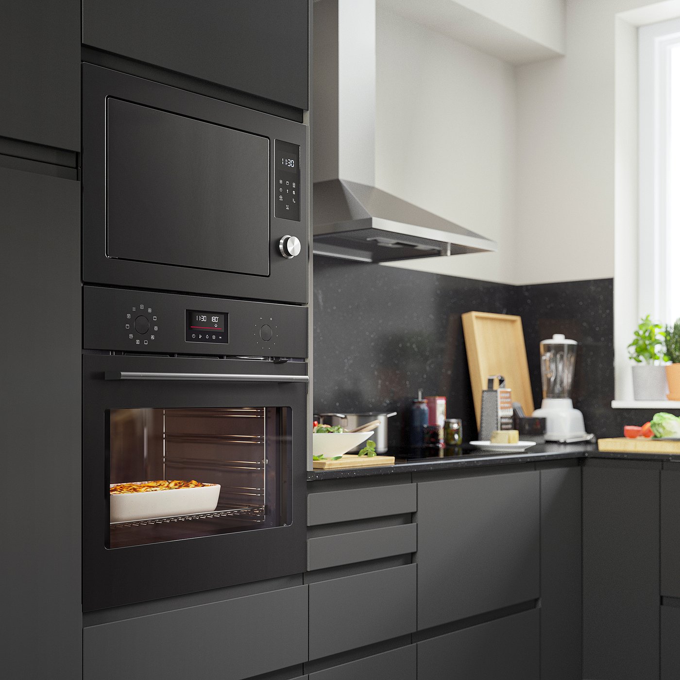 FRILLESBO true fan oven, added steam function bake function/black IKEA 500, 1560 mmx594 mm cm