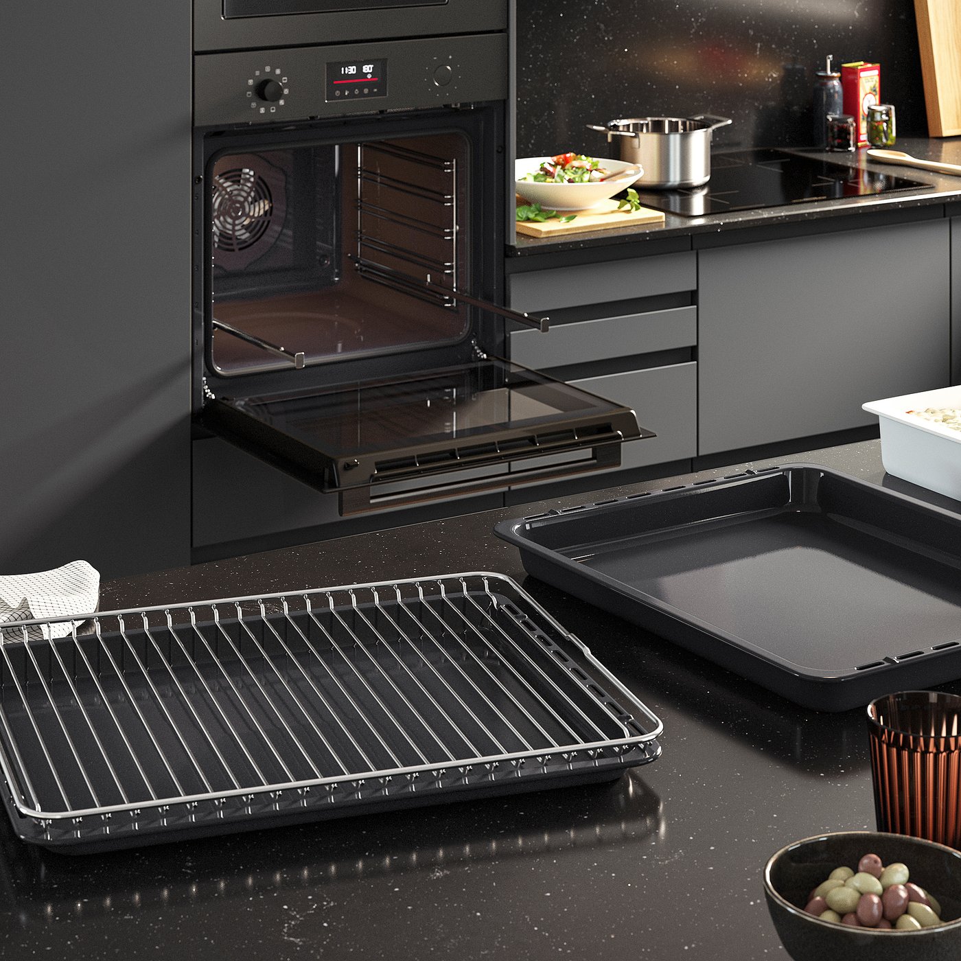 FRILLESBO true fan oven, added steam function bake function/black IKEA 500, 1560 mmx594 mm cm